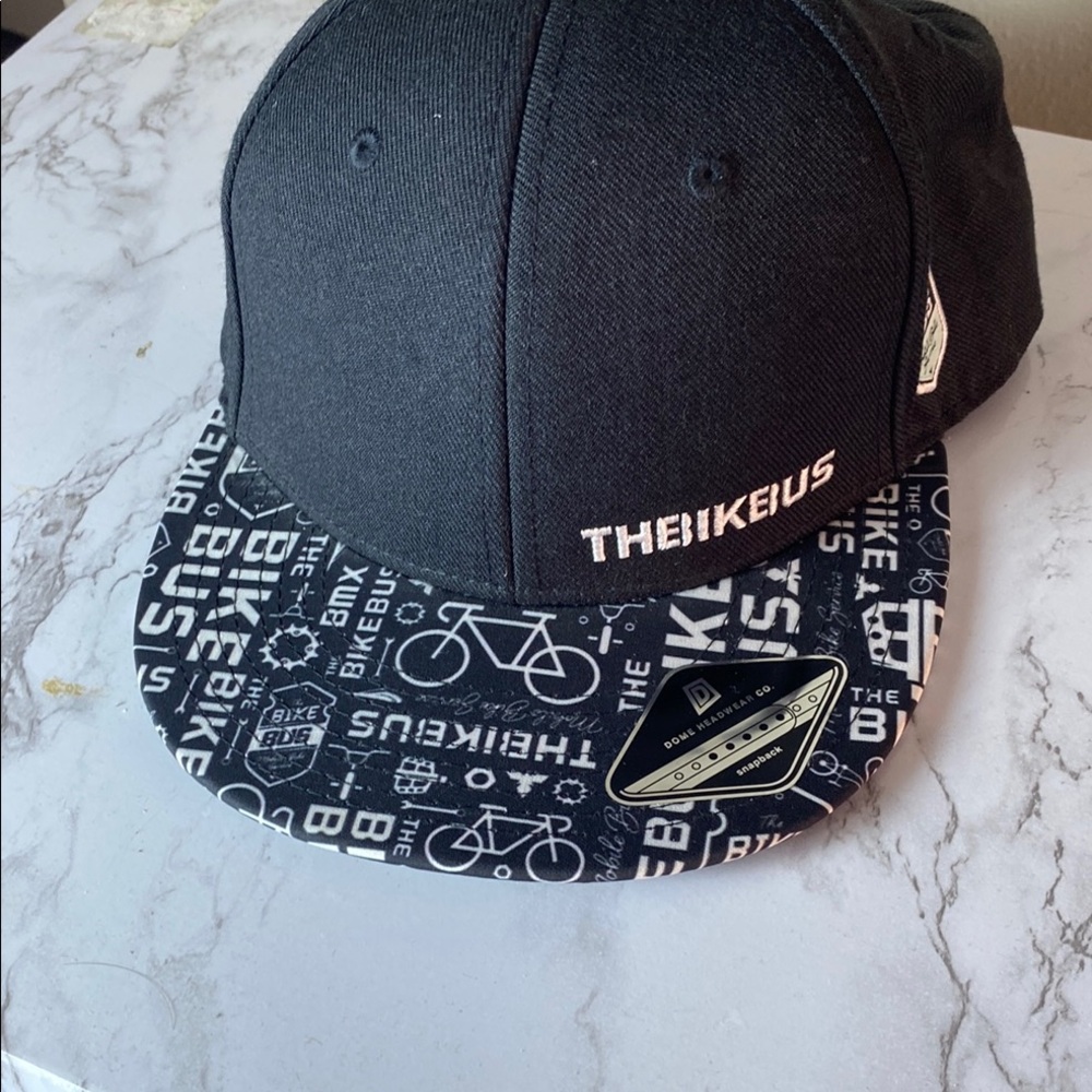 Dome Headwear Black and White Graphic Snapback Hat Bike Bus